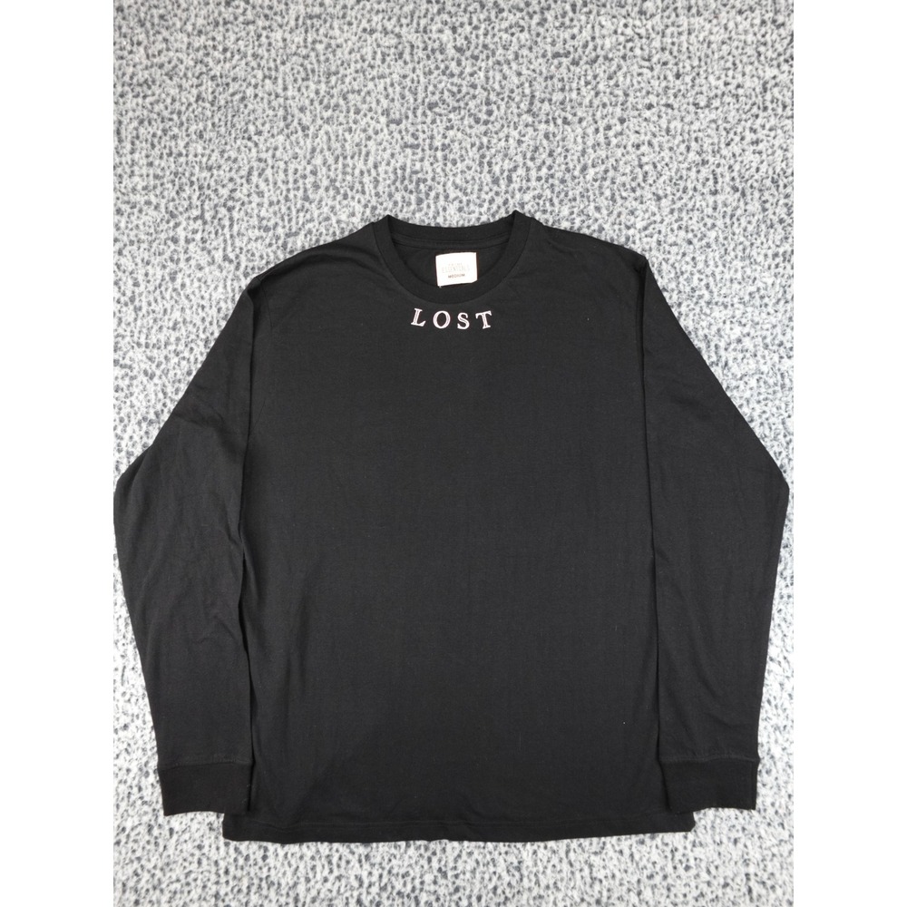 Prime Essentials Long Sleeve T-Shirt Mens Medium Black LOST Embroidered Tee